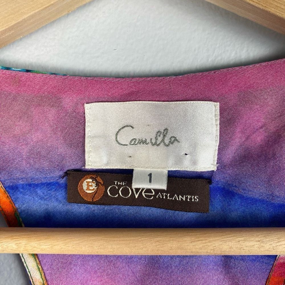 Camilla Awakened Utopia Flamingo Layered Silk Top Size 1 - Picture 12 of 14